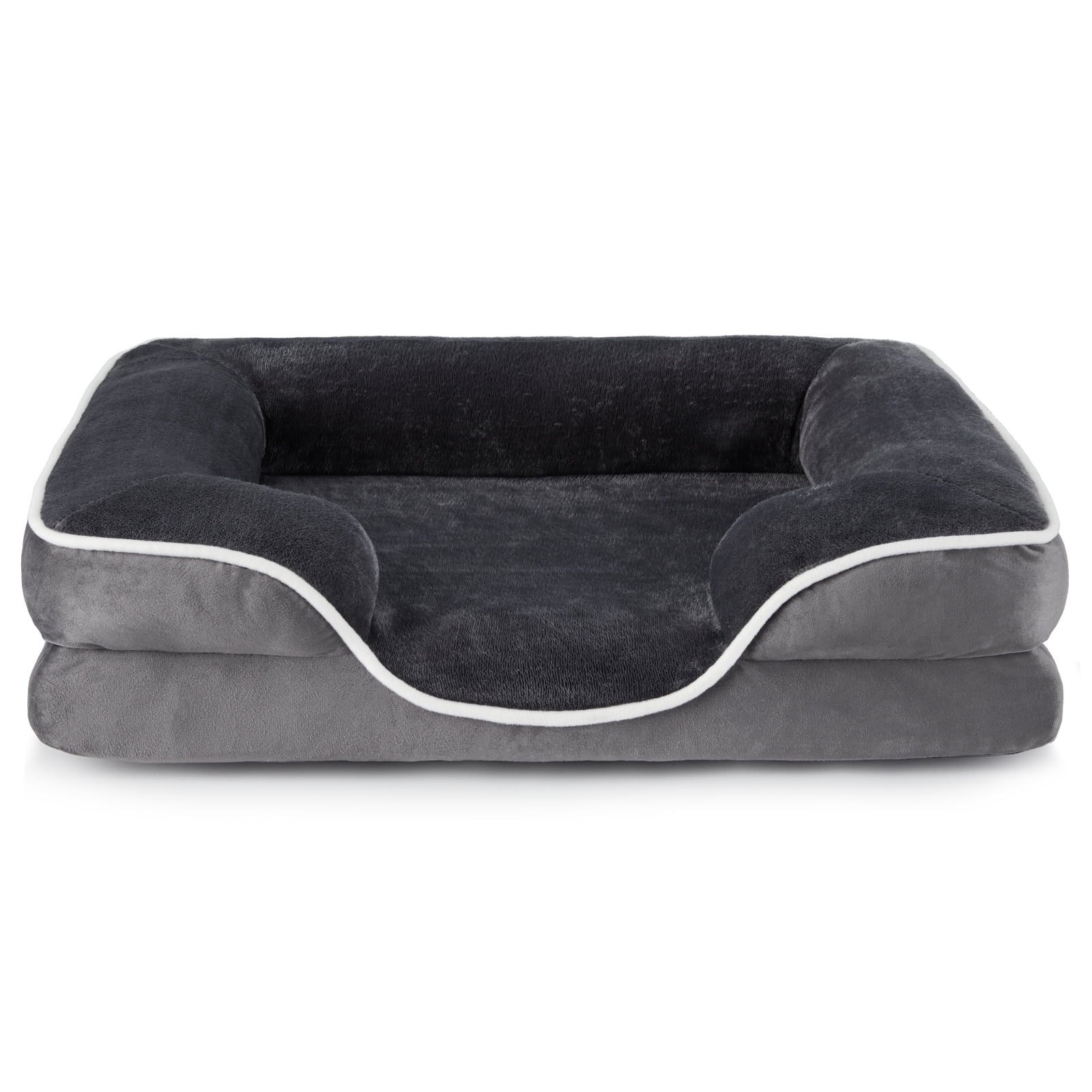 GIANNA 24"x18" Orthopedic Dog Bed, Memory Foam Puppy Sleeping Sofa, With Non-Slip Base, Washable Removable Cover, Improved Sleep For Pet, Gray
