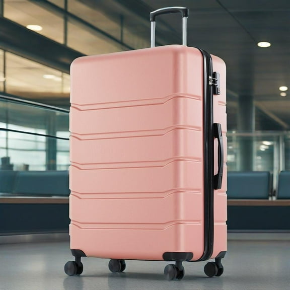 GIANNA 28 Inch Hardside Luggage, Expandable Rolling Luggage with TSA Lock and Spinner Wheels, Pink