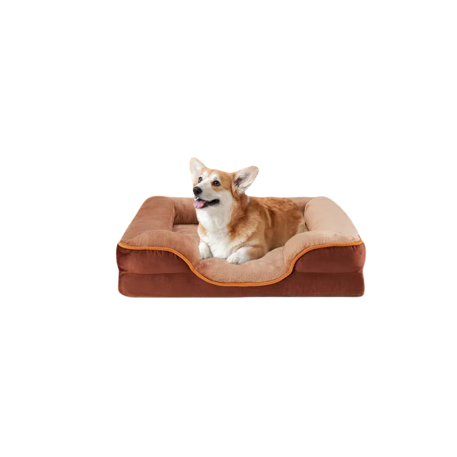GIANNA 28" L x 23" W x 6.5" Th Dog Bed for Medium Size Dogs, Non-Slip Base Pet Sofa with Washable Removable Cover, Brown