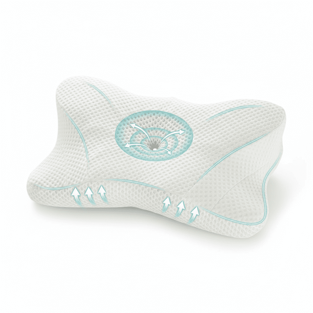 GIANNA 2ps Ergonomic Cervical Memory Foam Pillow for Neck and Shoulder Pain Relief, Cooling Contour Orthopedic Support Pillow with Breathable Washable Cover, Queen Size, White