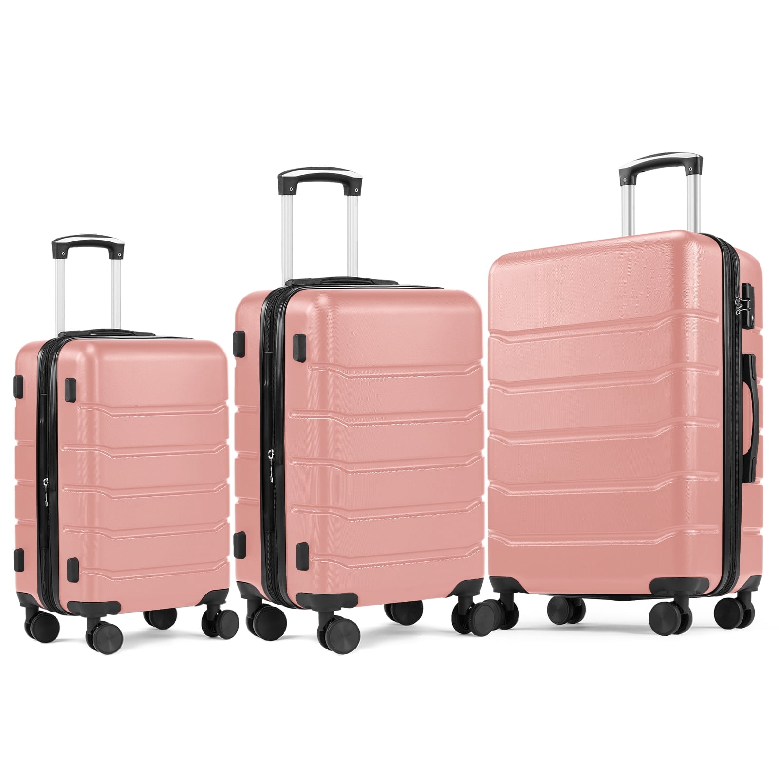 theredthread セットピンク CONCETTA 3-Piece Luggage Sets, Hardside Luggage 20/24/28-Inch