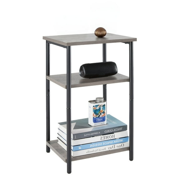 JOINSUN 3-Tier End Table, Nightstand with Adjustable Feet, Space-Saving Side Tables, Grey
