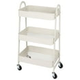 thumbnail image 1 of JOINSUN 3-Tier Plastic Rolling Utility Cart with Handle, Multi-Functional Storage Trolley for Office, Living Room, Kitchen, Movable Storage Organizer with Wheels, White, 1 of 7