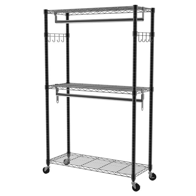 CONCETTA 3 Tiers Rolling Clothes Rack ,Adjustable Cable Hanger with ...