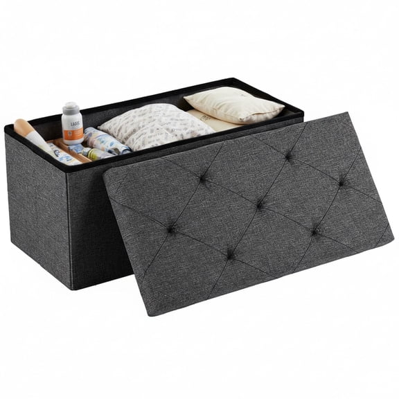 CONCETTA 30 Inches Storage Ottoman Bench, Foldable Ottoman Foot Rest, End of Bed Bench, Storage Chest, Load up to 660 lb, for Living Room, Bedroom, Entryway