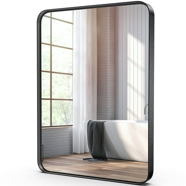 GIANNA 30"x 22" Bathroom Mirror for Wall, With Metal Frame, Black