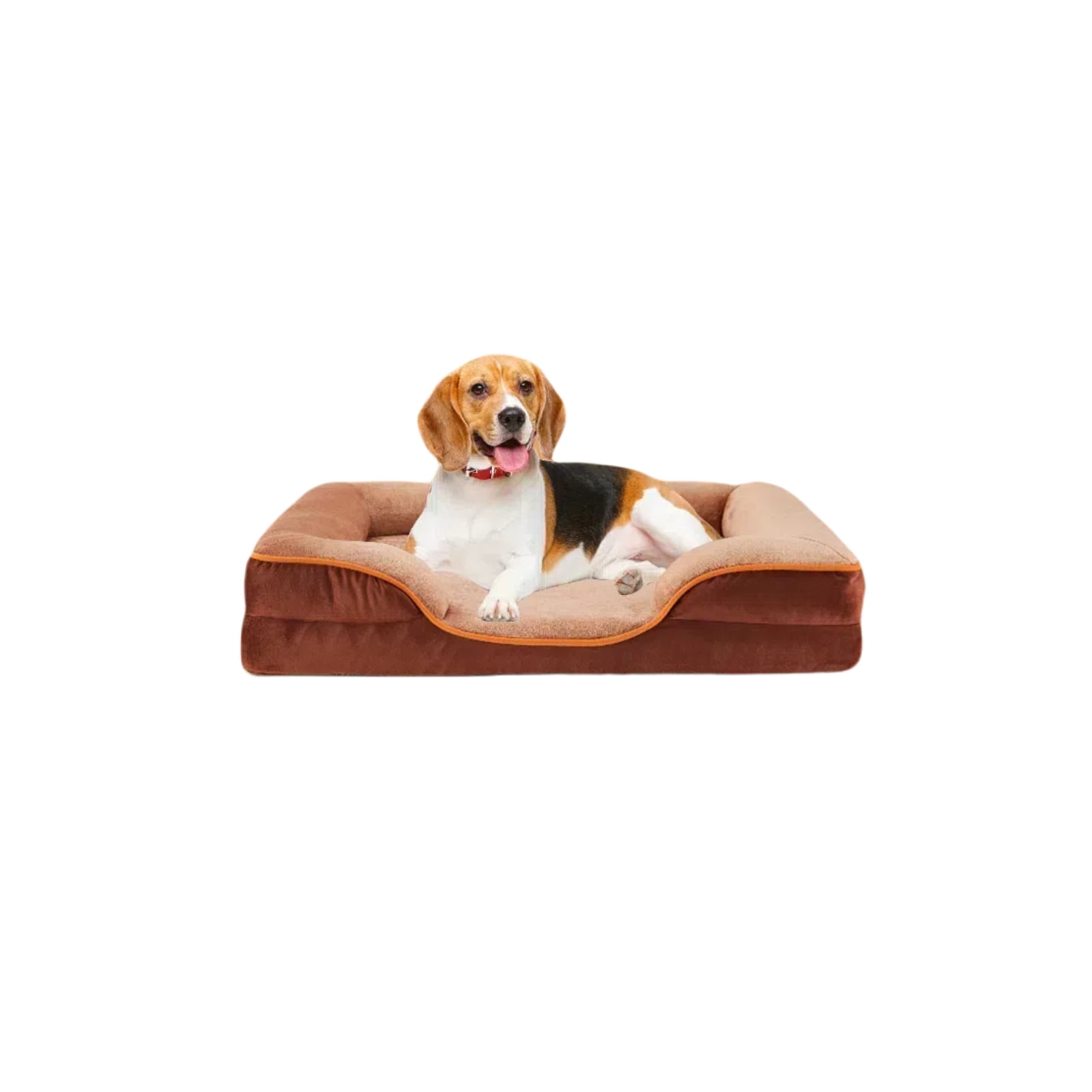 GIANNA 35" L x 25" W x 6.5" Th Dog Bed for Large Size Dogs, Non-Slip Base Pet Sofa with Washable Removable Cover, Brown