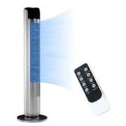 CONCETTA 36 Inch Tower Fan with 20ft Airflow Range, 5 Speeds, 4 Modes, Auto Temp Adjustment, 12H Timer, Oscillating Floor Fan for Bedroom & Living Room, Silver