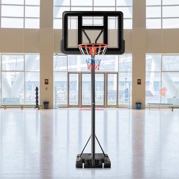JOINSUN 4.2-10ft Adjustable Height Portable Basketball Hoop Outdoor for Kids/Youth/Adult, 44 Inch Shatterproof Backboard, Matte Black