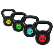 GIANNA Kettlebell Set of 4 – Wide Grip Kettlebell Exercise Fitness Weight Set - Include 3 Kettlebells in 5 lbs, 10 lbs, 15 lbs, 20 lbs