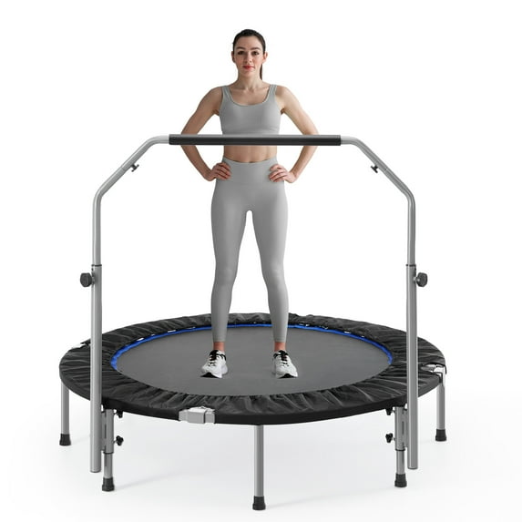 GIANNA 40" Foldable Trampoline Max Load 330lbs, Exercise Trampoline for Adults/Kids, With Adjustable Handle, Black