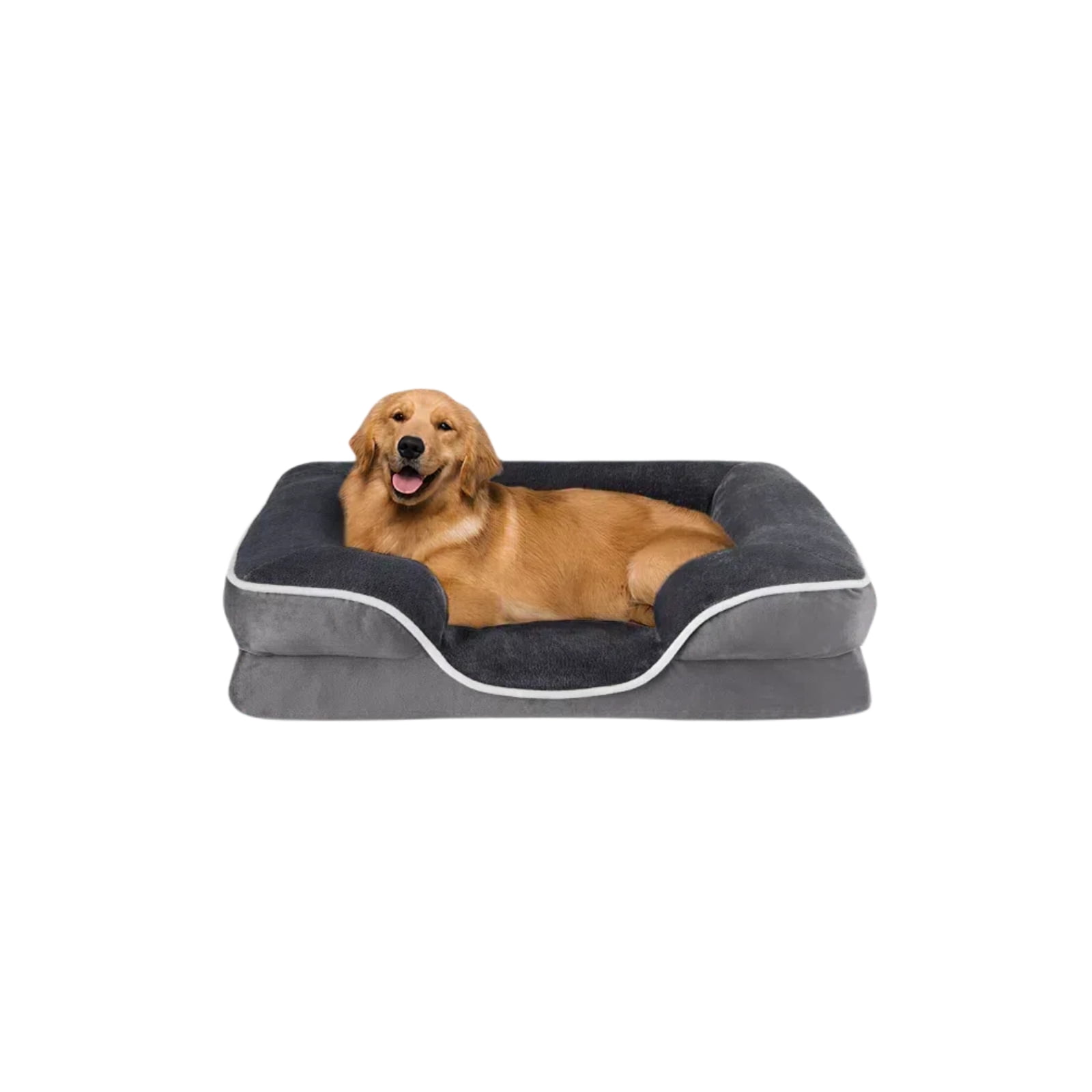 GIANNA 42" L x 32" W x 6.5" Th Dog Bed for Extra Large Size Dogs, Non-Slip Base Pet Sofa with Washable Removable Cover, Grey