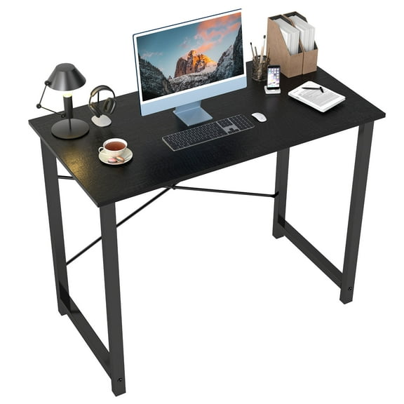 JIOABL 47 Inch Home Office Desk, Small Computer Work Table with X-Shaped Reinforcement, Home Simple Modern Writing Study Table, Black