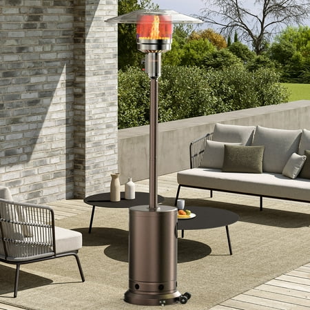 GIANNA 48,000 BTU Propane Patio Heater, Comes with Double Heating Grid and Wheels,Portable Design for Home, Commercial, Brown