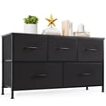 thumbnail image 1 of CONCETTA 5 Drawer Dresser for Bedroom, Tall Chest Organizer with Fabric Bins, Steel Frame, Black, 1 of 9