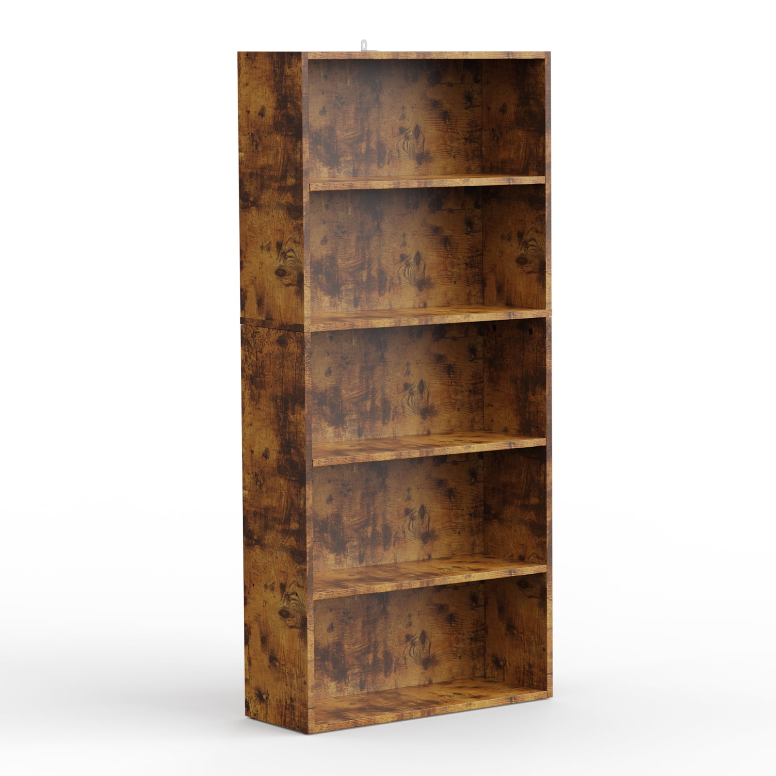 GIANNA 5-Shelf Bookcase, Floor Standing Storage Shelves, Rustic Brown