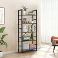 thumbnail image 1 of GIANNA 5-Shelf Wood and Metal Storage Shelf with Adjustable Feet, Waterproof & Scratch-Resistant, Rustic Brown, 1 of 5