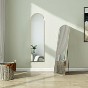 Zunmos 59"x16" Arched Full-Length Mirror with Stand or Wall, Gold Aluminum Frame for Bedroom or Livingroom