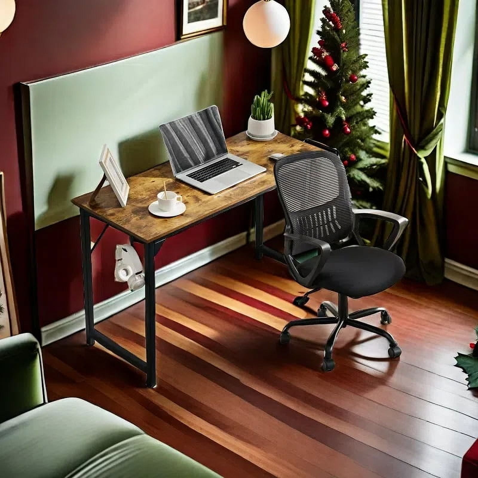 GIANNA 63-Inch Computer Desk & Mid-Back Swivel Office Chair Set for Office, Den, Home, Rustic Brown