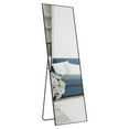 thumbnail image 1 of Zunmos 64"x21" Modern Full-Length Mirror with Stand or Wall, Black Aluminum Frame for Bedroom or Livingroom, 1 of 7