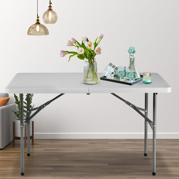 GIANNA 6FT Folding Picnic Table for Outdoor, Portable Fold-in-Half Plastic Dining Picnic Party Table with Carrying Handle