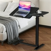 GIANNA Adjustable Overbed Table with Wheels, Mobile Rolling Laptop Desk, Tilting Bedside Table for Laptop, Bed, Sofa, and Office Use, Black