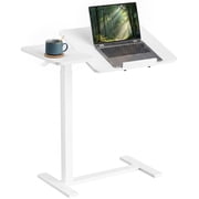 Gianna Adjustable Overbed Table with Wheels, Mobile Rolling Laptop Desk, Tilting Bedside Table for Laptop, Bed, Sofa, and Office Use, White