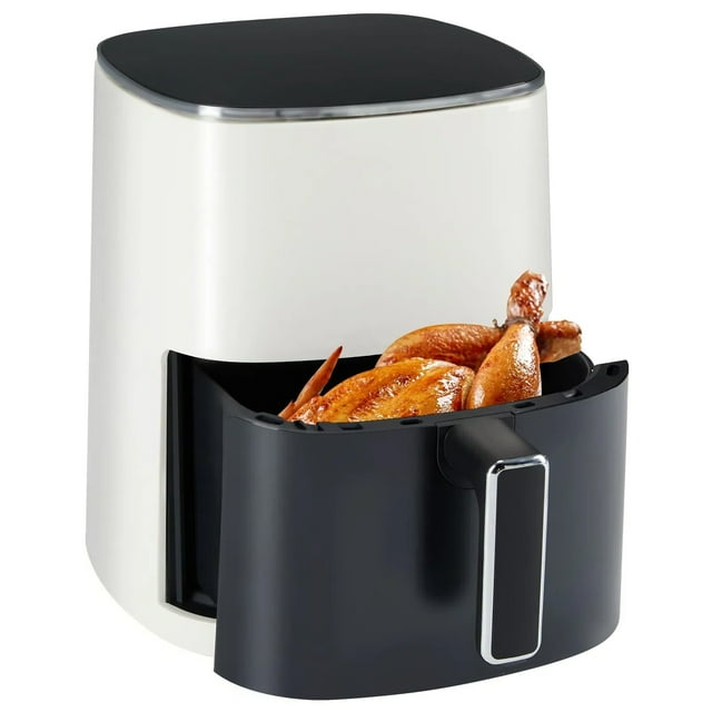 GIANNA Air Fryer with Window Square, 6 Quart Capacity, Roast, Reheat, Dehydrate, Bake, Steam with 400F, Beige