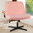 thumbnail image 1 of JOINSUN Armless Criss Cross Legged Office Chair, Desk Chair No Wheels, Teddy Fabric, Pink, 1 of 7