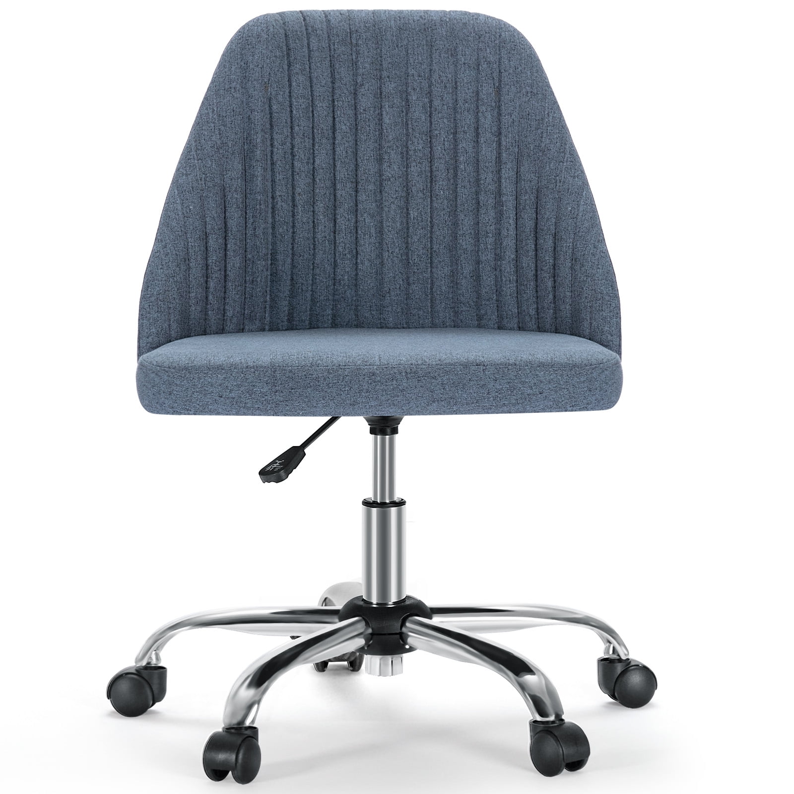 JOINSUN Armless Office Chair Modern Fabric Home Office Desk Chair, Adjustable Swivel Vanity Chair, Blue