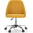 thumbnail image 1 of JOINSUN Armless Office Chair Modern Fabric Home Office Desk Chair, Adjustable Swivel Vanity Chair, Yellow, 1 of 6
