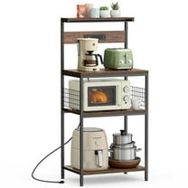 GIANNA Baker’s Rack with Power Outlet, 4-Tier Kitchen Coffee Bar and Microwave Stand, Storage Organizer, 23.6 Inch, Rustic Brown