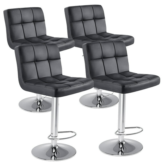 GIANNA Bar Stools Set of 4, PU Leather Adjustable Swivel Barstools, Armless Hydraulic Kitchen Counter Bar Stool, Kitchen Island Chairs Set