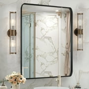 GIANNA Bathroom Mirror 36"x 24" Wall Mirror, Vanity Mirror with Rectangular Metal Frame, Black