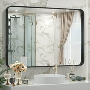 GIANNA Bathroom Mirror 40"x 30" Wall Mirror, Vanity Mirror with Rectangular Metal Frame, Black