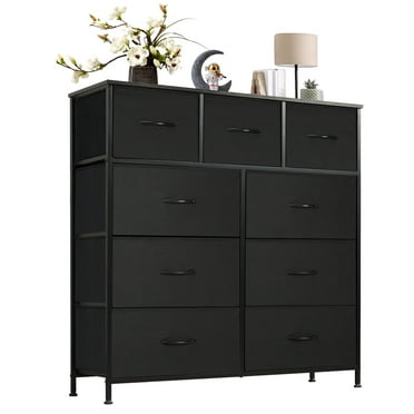 JOINSUN Chest of Dressers with 9 Fabric Drawers, Drawer Cabinet, Organization Furniture for Kitchen, Office, Hallway, Black