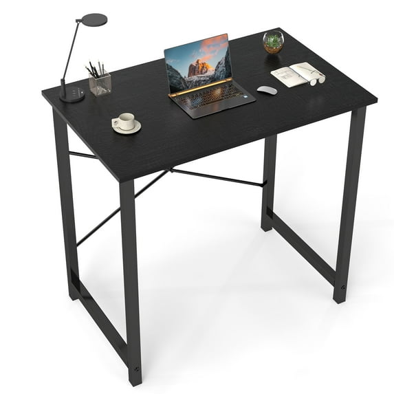 CONCETTA Computer Desk, 31 Inch with Storage Bag and Iron Hooks for Home, Office, Black