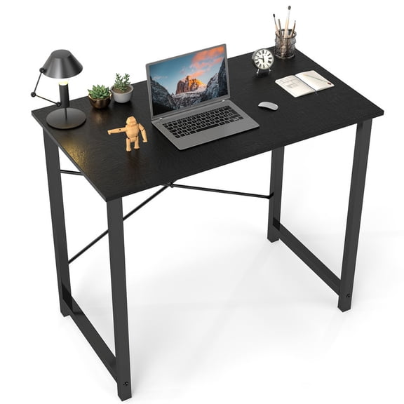 CONCETTA Computer Desk, 40 Inch with Storage Bag and Iron Hooks for Home, Office, Black