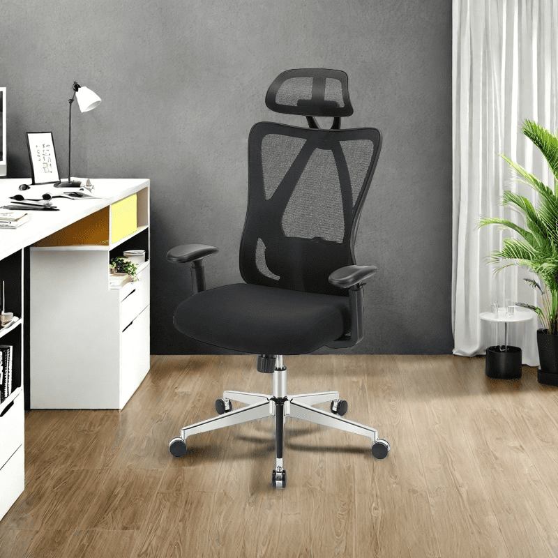 GIANNA Computer Desk Chair, Ergonomic Chair with Adjustable Headrest, 2D Armrests, Lumbar Support, Mesh Gaming Chair for Home Office, Black