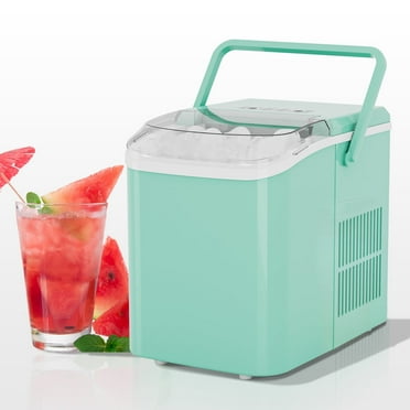 CONCETTA Countertop Ice Maker, Machine Self-Cleaning, 2 Sizes Bullet Ice, Portable Ice Machine with Ice Scoop, Basket and Handle, Green