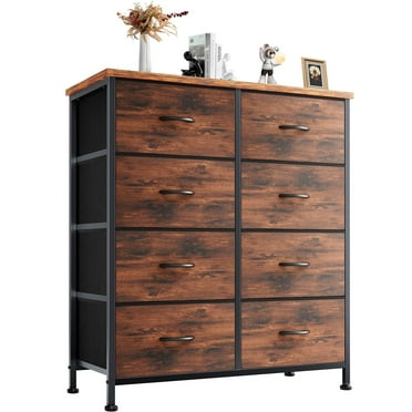 GIANNA Drawer Cabinet, 8 Fabric Drawers for Organizing Kitchen and Office, Rustic Brown