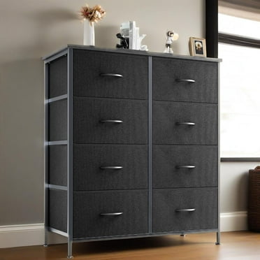 GIANNA Dressers with 8 Fabric Drawers, Drawer Cabinet for Kitchen, Office, Hallway, Black