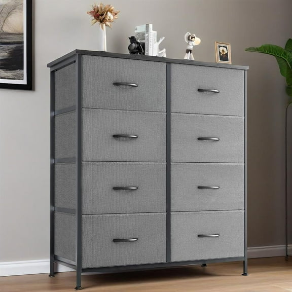 GIANNA Dressers with 8 Fabric Drawers, Drawer Cabinet for Kitchen, Office, Hallway, Grey