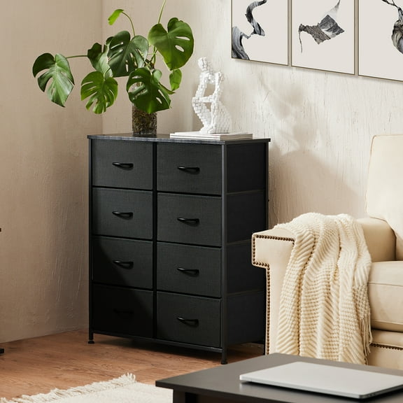 GIANNA Dressers with 8 Fabric Drawers, Organization Furniture for Kitchen, Office, Drawer Cabinet, Hallway, Black