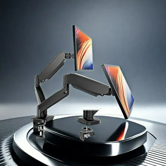 JIOABL Dual Monitor Stand, Adjustable Spring-loaded Desktop Stand, Holds 2 Monitors, for 13-32’ Computer Screens, Black