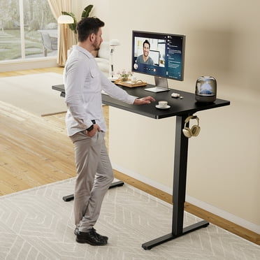JOINSUN Electric Adjustable Standing Desk - 55"x24" Sit-to-Stand Office Desk with 2 Hooks & Wire Hole