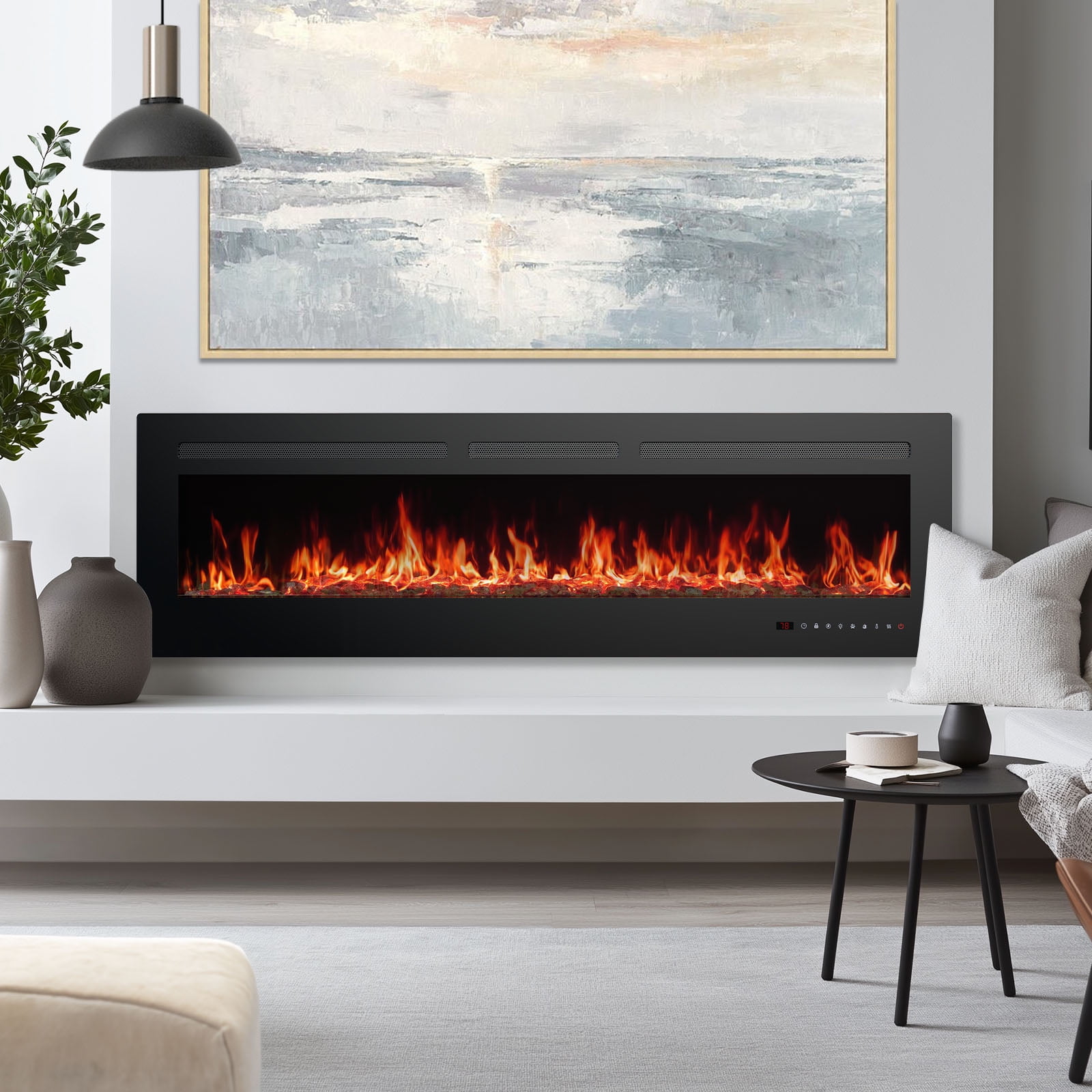 CONCETTA Electric Fireplace 60 inch Recessed and Wall Mounted,Electric