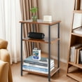 thumbnail image 1 of GIANNA End Table, 3-Tier Space-Saving Nightstand, Side Tables with Adjustable Feet, Rustic Brown, 1 of 1