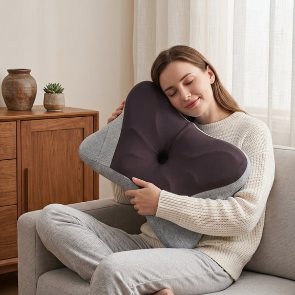 GIANNA Ergonomic Cervical Memory Foam Pillow for Neck and Shoulder Pain Relief, Cooling Contour Orthopedic Support Pillow with Breathable Washable Cover, Queen Size, Dark Gray and Gray