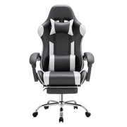 CONCETTA Gaming Chair with Ergonomic Backrest, Headrest and Lumbar Pillow, White/Black